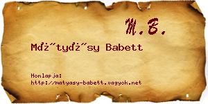 Mátyásy Babett névjegykártya